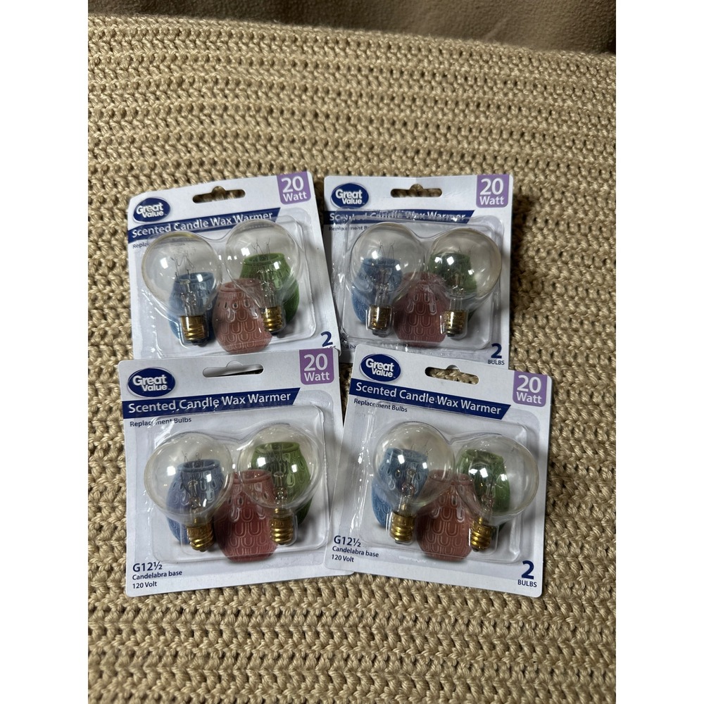 Great Value 20 Watt G12 1/2 Candelabra Base Wax Warmer Replacement Bulbs 8 Pack